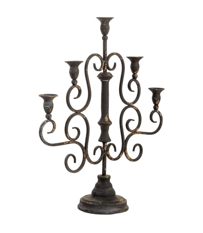 CANDELABRO METAL ENVEJECIDO 5 VELAS