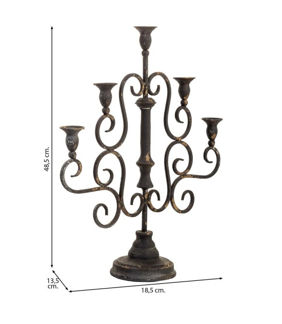 CANDELABRO METAL ENVEJECIDO 5 VELAS