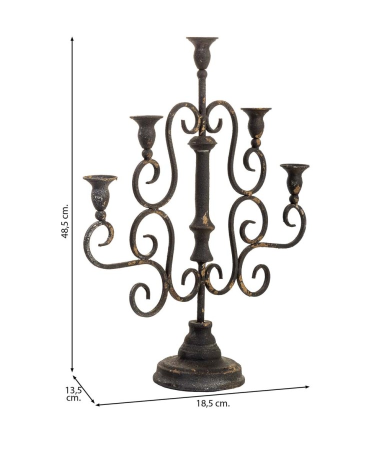 CANDELABRO METAL ENVEJECIDO 5 VELAS