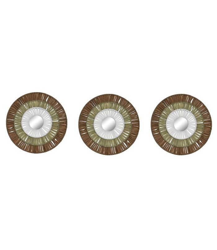 DECORACION PARED RAFIA METAL SET 3