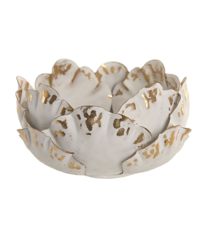 PORTAVELA METAL FLOR ENVEJECIDO BLANCO