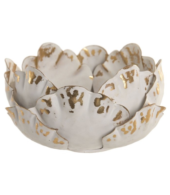 PORTAVELA METAL FLOR ENVEJECIDO BLANCO