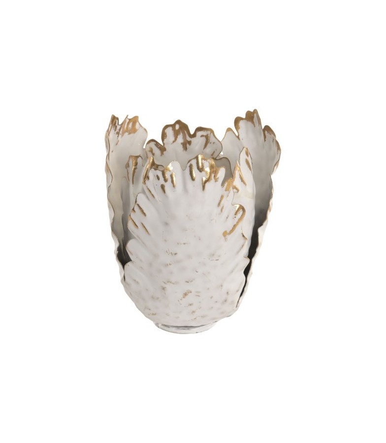 PORTAVELA METAL FLOR ENVEJECIDO BLANCO