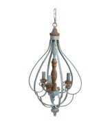 LAMPARA DE TECHO DE MADERA Y METAL ENVEJECIDO